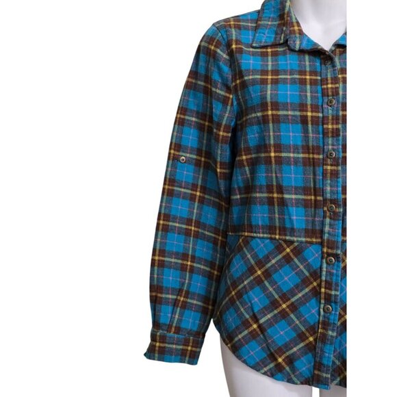 Sundance Plaid Hayden Creek Peplum Flannel Button Down Top Sz S - Picture 3 of 8